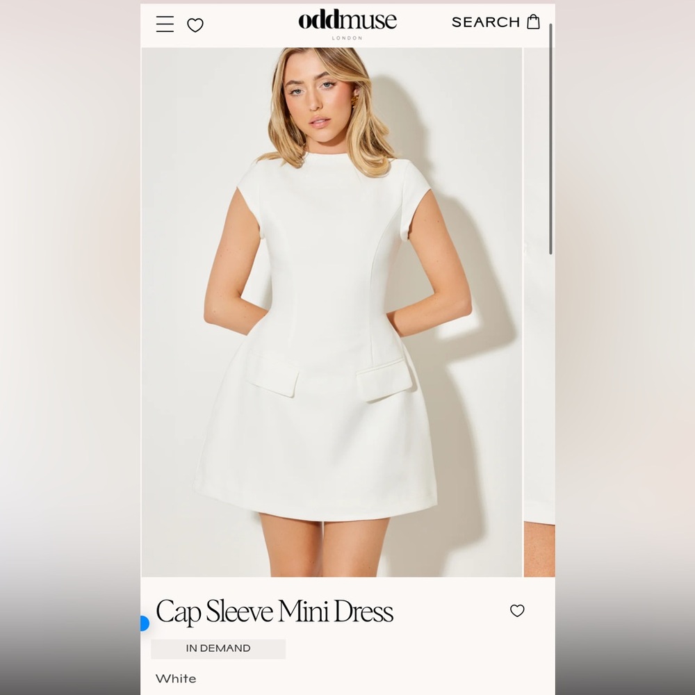Oddmuse White Cap Sleeve A-Line Mini Dress